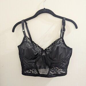Black lace longline bralette / mesh bustier top